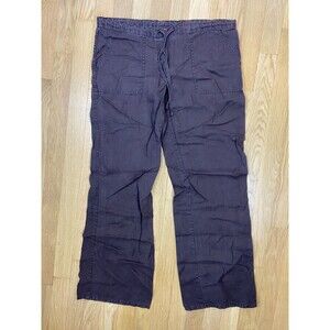 London Jean 100% Linen Women's XS Brown Wide Leg Chino Leisure Pants Casual